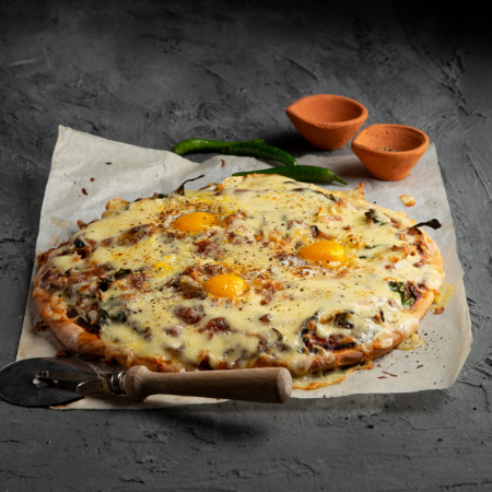 Brunch Pizza Topped with Egg